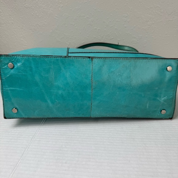 HOBO teal turquoise leather large tote bag purse - Picture 7 of 11